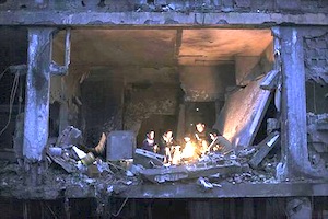 Gaza family living in ruins