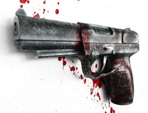Gun dripping with blood