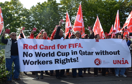 Qatar World Cup workers' rights protest