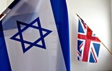 Israeli flag overshadowing UK Union Jack