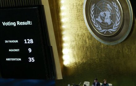UN General Assembly voting result on Jerusalem