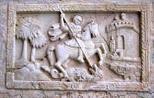 Stone carving of St George, Church of the Nativity, Bethlehem